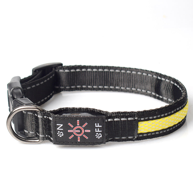 LED Luminous Nylon Mesh Pet Collar Type-c Charging Port Waterproof Dog